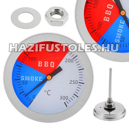 BBQ, smoker, füstölő, sütő, grillhőmérő, 0-300 C