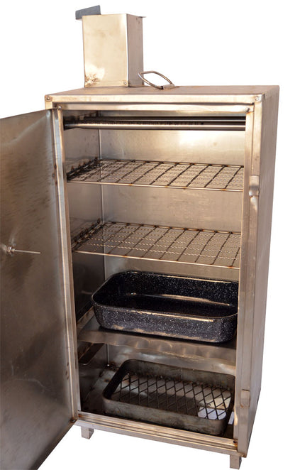 Bőrönd smoker, hordozható füstölő, rozsdamentes acél
